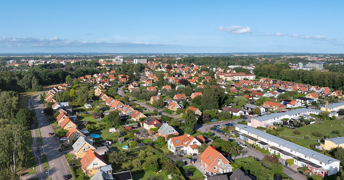 ADHD-utredning Ängelholm – panoramisk flygvy över Ängelholm